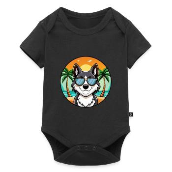 Karelian Bear Dog Breed Cartoon Sunglasses Beach - Baby Premium short-sleeve bodysuit - black - Front