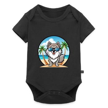 Keeshond Dog Breed Cartoon Sunglasses Beach - Baby Premium short-sleeve bodysuit - black - Front