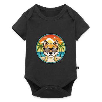 Kishu Ken Hunderasse Cartoon Sonnenbrille Strand - Baby Premium Kurzarmbody - Schwarz - Vorne