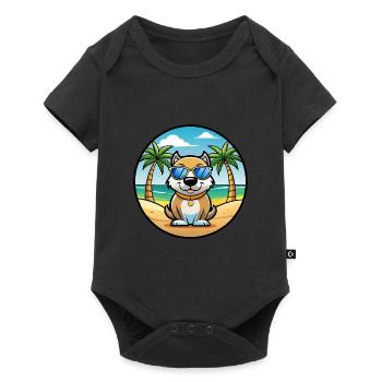 Middle Asian Ovtcharka Dog Breed Cartoon Beach - Baby Premium short-sleeve bodysuit - black - Front