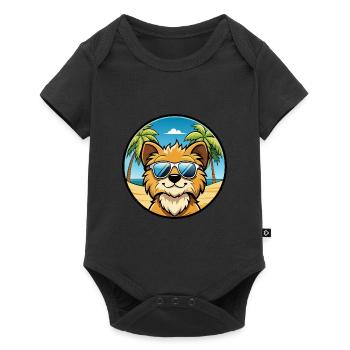 Lowchen Petit Lion Chien Race Dessin Animé Lunettes de Soleil - Body à manches courtes Premium Bébé - noir - Devant