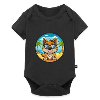Kanni Chien Race Dessin Animé Lunettes De Soleil Plage - Body à manches courtes Premium Bébé - noir - Devant