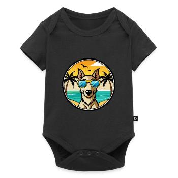 Lurcher Dog Breed Cartoon Sunglasses Beach - Baby Premium short-sleeve bodysuit - black - Front