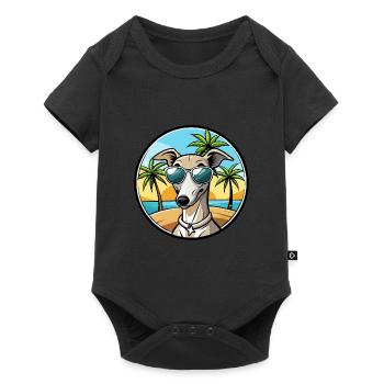 Italienischer Windhund Hunderasse Cartoon Sonnenbrille Strand - Baby Premium Kurzarmbody - Schwarz - Vorne