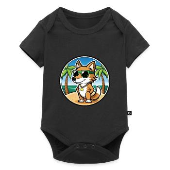 Italien Volpino Chien Race Dessin Animé Lunettes De Soleil Plage - Body à manches courtes Premium Bébé - noir - Devant