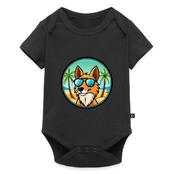 Mudi Hunderasse Cartoon Sonnenbrille Strand - Baby Premium Kurzarmbody - Schwarz - Vorne