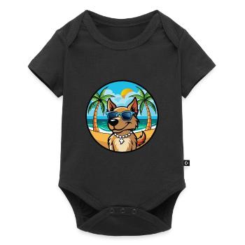 Magyar Agar Chien Race Dessin Animé Lunettes de soleil Plage - Body à manches courtes Premium Bébé - noir - Devant