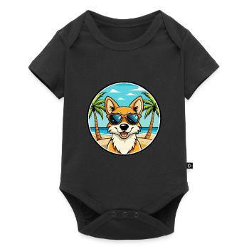 Lunettes de soleil de dessin animé de race de chien chantant de Nouvelle-Guinée - Body à manches courtes Premium Bébé - noir - Devant