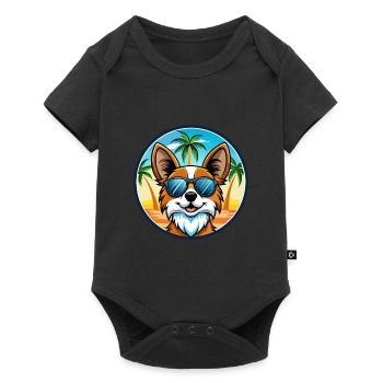 Papillon Chien Race Dessin Animé Lunettes de Soleil Plage - Body à manches courtes Premium Bébé - noir - Devant