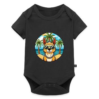 Lunettes de soleil péruviennes inca orchidée chien race dessin animé - Body à manches courtes Premium Bébé - noir - Devant