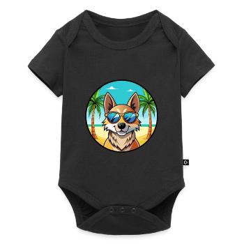 Slovensky Kopov Chien Race Dessin Animé Lunettes De Soleil Plage - Body à manches courtes Premium Bébé - noir - Devant