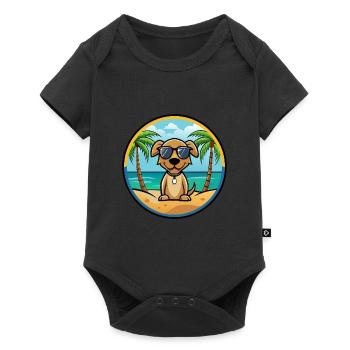 Pointer Chien Race Dessin Animé Lunettes De Soleil Plage - Body à manches courtes Premium Bébé - noir - Devant
