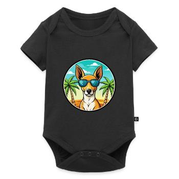 Podenco Canario Chien Race Dessin Animé Lunettes de Soleil Plage - Body à manches courtes Premium Bébé - noir - Devant