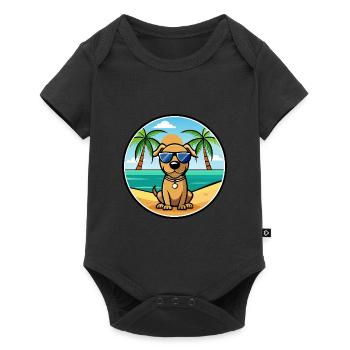 Chien de chasse serbe race dessin animé lunettes de soleil plage - Body à manches courtes Premium Bébé - noir - Devant