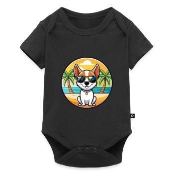 Rat Terrier Dog Breed Cartoon Sunglasses Beach - Baby Premium short-sleeve bodysuit - black - Front