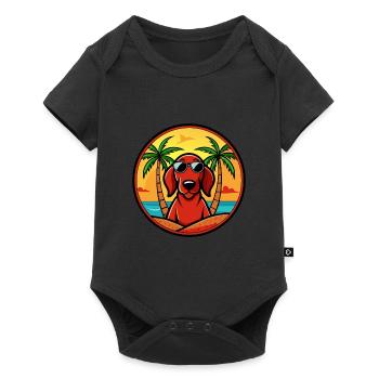 Redbone Coonhound Dog Breed Cartoon Sunglass Beach - Baby Premium short-sleeve bodysuit - black - Front