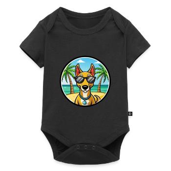 Arlequin russe Chien de race de chien dessin animé plage - Body à manches courtes Premium Bébé - noir - Devant