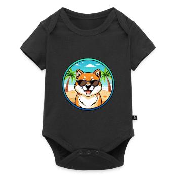 Shih Poo Chien Race Dessin Animé Lunettes De Soleil Plage - Body à manches courtes Premium Bébé - noir - Devant