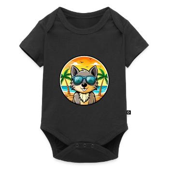 Schipperke Chien Race Dessin Animé Lunettes de Soleil Plage - Body à manches courtes Premium Bébé - noir - Devant