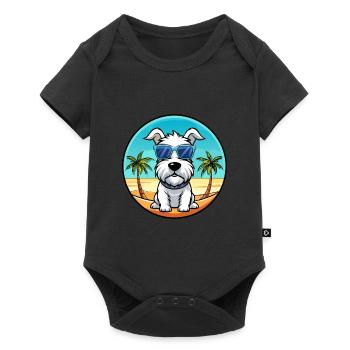 Sealyham Terrier Dog Breed Cartoon Sunglass Beach - Baby Premium short-sleeve bodysuit - black - Front