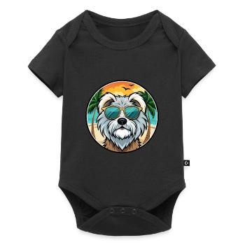 Tibetan Terrier Dog Breed Cartoon Sunglasses Beach - Baby Premium short-sleeve bodysuit - black - Front