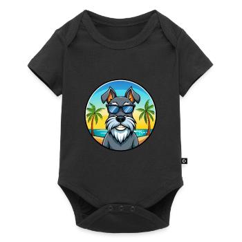 Standard Schnauzer Hunderasse Cartoon Sonnenbrille - Baby Premium Kurzarmbody - Schwarz - Vorne