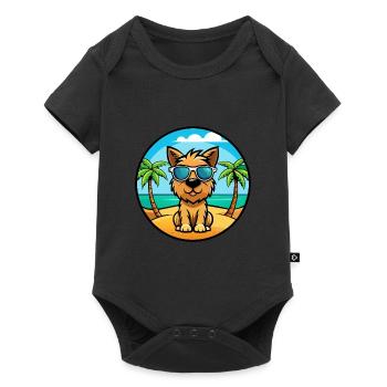 Tenterfield Terrier Hunderasse Cartoon Sonnenbrille - Baby Premium Kurzarmbody - Schwarz - Vorne