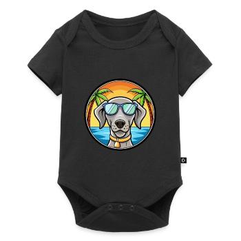 Braque de Weimar Race Chien Dessin Animé Lunettes De Soleil Plage - Body à manches courtes Premium Bébé - noir - Devant