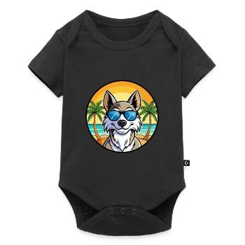 Tamaskan Dog Breed Cartoon Sunglasses Beach - Baby Premium short-sleeve bodysuit - black - Front