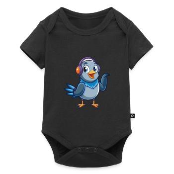 Pigeon Drôle Dessin Animé Personnage Casque Musique - Body à manches courtes Premium Bébé - noir - Devant