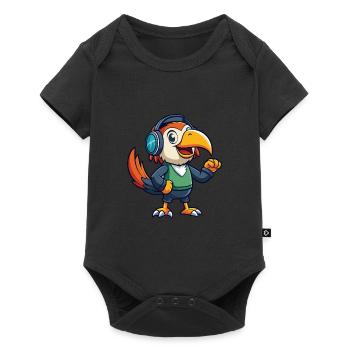 Toucan Funny Cartoon Character Headphone Music - Baby Premium short-sleeve bodysuit - black - Front