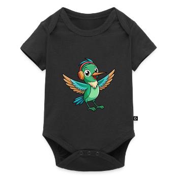 Hummingbird Funny Cartoon Animal Headphone Music - Baby Premium short-sleeve bodysuit - black - Front