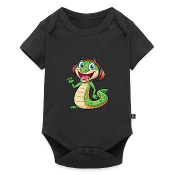 Snake Funny Cartoon Character Headphone Music - Baby Premium short-sleeve bodysuit - black - Front