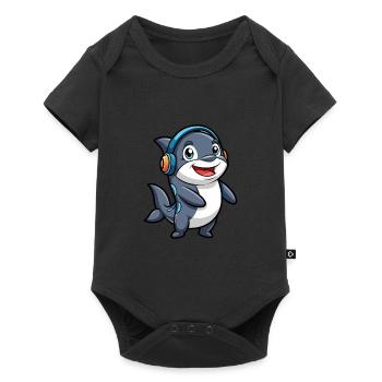 Orca Funny Cartoon Character Musique de casque - Body à manches courtes Premium Bébé - noir - Devant