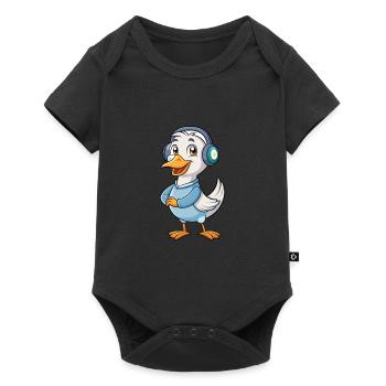Goose Funny Cartoon Character Headphone Music - Baby Premium short-sleeve bodysuit - black - Front