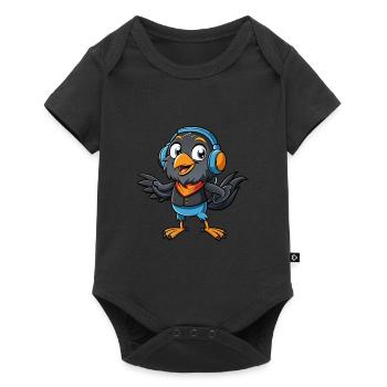 Crow Funny Cartoon Character Headphone Music - Baby Premium short-sleeve bodysuit - black - Front