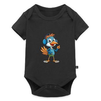 Ostrich Funny Cartoon Character Headphone Music - Baby Premium short-sleeve bodysuit - black - Front