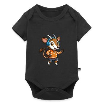 Okapi Funny Cartoon Character Headphone Music - Baby Premium short-sleeve bodysuit - black - Front