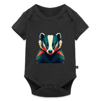 Blaireau Personnage De Dessin Animé Animal De Compagnie Coloré - Body à manches courtes Premium Bébé - noir - Devant