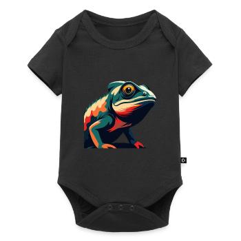 Chameleon Cartoon Character Colorful Pet Animal - Baby Premium short-sleeve bodysuit - black - Front