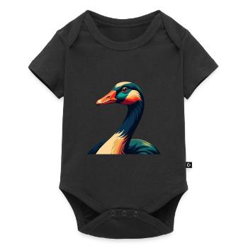 Oie Dessin Animé Personnage Animal Coloré Animal De Compagnie - Body à manches courtes Premium Bébé - noir - Devant