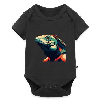Iguana Cartoon Character Colorful Pet Animal - Baby Premium short-sleeve bodysuit - black - Front