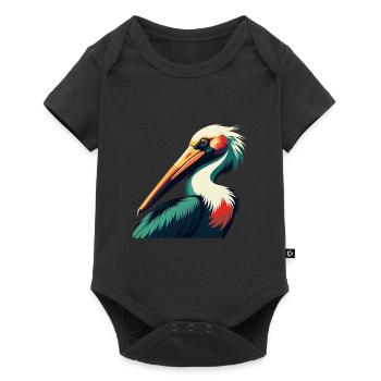 Pélican Dessin animé Personnage Animal de compagnie coloré - Body à manches courtes Premium Bébé - noir - Devant