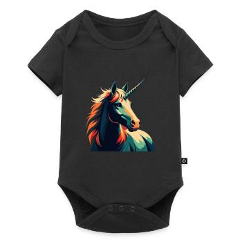 Licorne Dessin animé Personnage Animal de compagnie coloré - Body à manches courtes Premium Bébé - noir - Devant