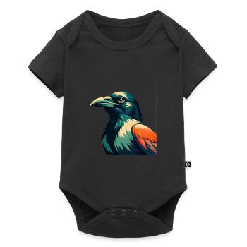 Corbeau Dessin animé Personnage Animal de compagnie coloré - Body à manches courtes Premium Bébé - noir - Devant