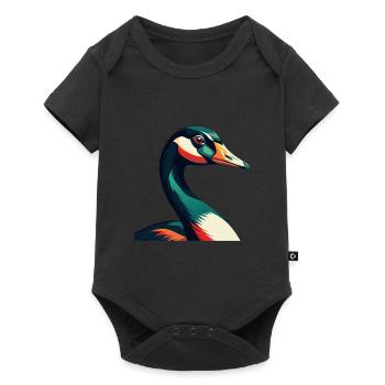 Oie Dessin Animé Personnage Animal Coloré Animal De Compagnie - Body à manches courtes Premium Bébé - noir - Devant