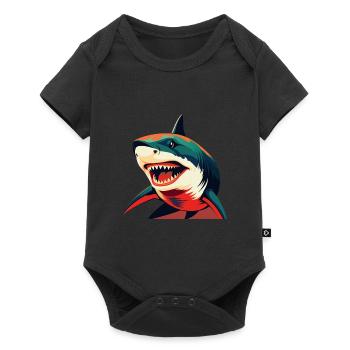 Requin Dessin Animé Personnage Animal De Compagnie Coloré - Body à manches courtes Premium Bébé - noir - Devant