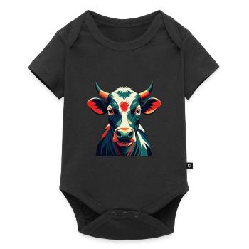 Cow Cartoon Character Colorful Pet Animal - Baby Premium short-sleeve bodysuit - black - Front