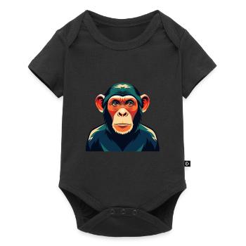 Chimpanzé Personnage De Dessin Animé Animal De Compagnie Coloré - Body à manches courtes Premium Bébé - noir - Devant
