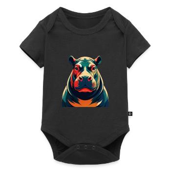 Hippo Cartoon Character Colorful Pet Animal - Baby Premium short-sleeve bodysuit - black - Front